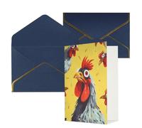 STVYUKL Biglietto di auguri con buste blu, Thinking of You Biglietto artistico con pollo dipinto di buon compleanno invito a nozze biglietti vuoti per tutte le occasioni 4x6