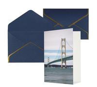 STVYUKL Biglietto di auguri con buste blu, Thinking of You Biglietto Mackinac sospeso Bridge Happy Birthday Wedding Invitation Biglietti vuoti per tutte le occasioni 10,2 x 15,2 cm