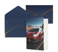 STVYUKL Biglietto di auguri con buste blu, Thinking of You, biglietto rosso con auto da corsa, buon compleanno, invito a matrimonio, biglietti vuoti per tutte le occasioni, 10 x 15 cm