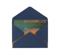 STVYUKL Biglietto di auguri con buste blu, Thinking of You Card Brook Trout Fly Fishing Happy Birthday Wedding Invitation Blank Note Cards for All Occasions 4x6