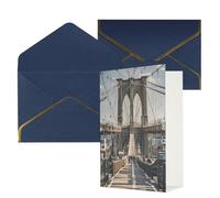 STVYUKL Biglietto di auguri con buste blu, Thinking of You Card Brooklyn Bridge, biglietti di auguri di buon compleanno per matrimoni, biglietti vuoti per tutte le occasioni, 10 x 15 cm