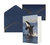 STVYUKL Biglietto di auguri con buste blu, Thinking of You Card Killer Whale Happy Birthday Wedding Invitation biglietti vuoti per tutte le occasioni 4x6