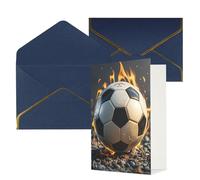 STVYUKL Biglietto di auguri con buste blu, Thinking of You, con pallone da calcio che brucia buon compleanno, invito a matrimonio, biglietti vuoti per tutte le occasioni, 10,2 x 15,2 cm