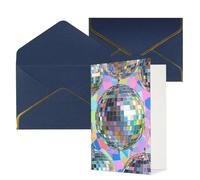 STVYUKL Biglietto di auguri con buste blu, Thinking of You, motivo palla da discoteca, buon compleanno, invito a matrimonio, biglietti vuoti per tutte le occasioni, 10 x 15 cm