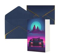 STVYUKL Biglietto di auguri con buste blu, Thinking of You Retrowave immagini Happy Birthday Wedding Invitation biglietti vuoti per tutte le occasioni 4x6