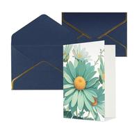 STVYUKL Biglietto di auguri con buste blu, Thinking of You, verde menta, acquerello, margherita, buon compleanno, matrimonio, invito per tutte le occasioni, 10,2 x 15,2 cm