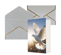 STVYUKL Biglietto di auguri con buste grigio chiaro, biglietto con colomba bianca che vola al sole, per compleanno, matrimonio, invito, biglietti per tutte le occasioni, 10,2 x 15,2 cm