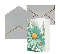 STVYUKL Biglietto di auguri con buste grigio chiaro, biglietto con scritta "Thinking of You", verde menta, acquerello, margherita, buon compleanno, matrimonio, invito, biglietti per tutte le occasioni