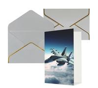STVYUKL Biglietto di auguri con buste grigio chiaro, biglietto di auguri con aerei da combattimento aerei, biglietto di auguri di buon compleanno, invito a matrimonio, biglietti vuoti per tutte le