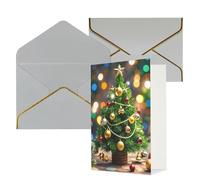 STVYUKL Biglietto di auguri con buste grigio chiaro, biglietto di auguri con albero di Natale e campane, biglietto di auguri per compleanno, matrimonio, biglietti vuoti per tutte le occasioni, 10 x 15