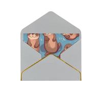STVYUKL Biglietto di auguri con buste grigio chiaro, biglietto di auguri con animali che pensano a te, graziose lontre marroni, per compleanno, matrimonio, biglietti vuoti per tutte le occasioni, 10,2