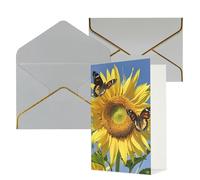 STVYUKL Biglietto di auguri con buste grigio chiaro, biglietto di auguri con farfalle sui girasoli, biglietto di auguri per compleanno, matrimonio, biglietti vuoti per tutte le occasioni, 10 x 15 cm