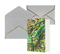 STVYUKL Biglietto di auguri con buste grigio chiaro, biglietto di auguri con geco lucertole per buon compleanno, matrimonio, biglietti vuoti per tutte le occasioni, 10 x 15 cm