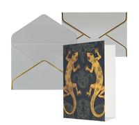 STVYUKL Biglietto di auguri con buste grigio chiaro, biglietto di auguri con geco lucertole per buon compleanno, matrimonio, biglietti vuoti per tutte le occasioni, 10 x 15 cm