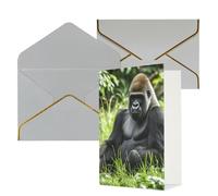STVYUKL Biglietto di auguri con buste grigio chiaro, biglietto di auguri con Gorilla in the Grass Happy Birthday Wedding Invitation biglietti vuoti per tutte le occasioni 4x6