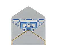 STVYUKL Biglietto di auguri con buste grigio chiaro, biglietto di auguri con motivo quadrato blu per auguri di buon compleanno, matrimonio, biglietti vuoti per tutte le occasioni, 10,2 x 15,2 cm