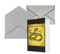 STVYUKL Biglietto di auguri con buste grigio chiaro, biglietto di auguri con scritta in lingua inglese "Thinking of You" e "Don't tread on me", per compleanno, matrimonio, invito, biglietti vuoti per
