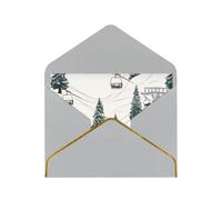 STVYUKL Biglietto di auguri con buste grigio chiaro, biglietto di auguri con skilift con abete, biglietto di auguri per compleanno, matrimonio, biglietti vuoti per tutte le occasioni, 10,2 x 15,2 cm