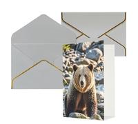 STVYUKL Biglietto di auguri con buste grigio chiaro, biglietto di auguri per incontri con animali orsi, buon compleanno, matrimonio, biglietti vuoti per tutte le occasioni, 10,2 x 15,2 cm