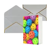 STVYUKL Biglietto di auguri con buste grigio chiaro, biglietto di auguri Thinking of You con palline da pickleball, motivo colorato, per compleanno, matrimonio, invito, biglietti vuoti per tutte le