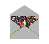 STVYUKL Biglietto di auguri con buste grigio chiaro, biglietto di auguri Thinking of You, simpatico gallo, galline, buon compleanno, matrimonio, invito per tutte le occasioni, 10,2 x 15,2 cm