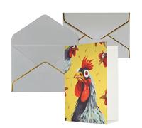 STVYUKL Biglietto di auguri con buste grigio chiaro, Thinking of You Biglietto artistico con pollo dipinto di buon compleanno invito a nozze biglietti vuoti per tutte le occasioni 4x6