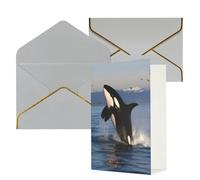 STVYUKL Biglietto di auguri con buste grigio chiaro, Thinking of You Card Killer Whale Happy Birthday Wedding Invitation biglietti vuoti per tutte le occasioni 4x6