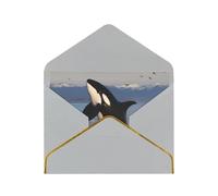 STVYUKL Biglietto di auguri con buste grigio chiaro, Thinking of You Card Killer Whale Happy Birthday Wedding Invitation biglietti vuoti per tutte le occasioni 4x6
