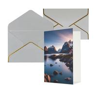 STVYUKL Biglietto di auguri con buste grigio chiaro, Thinking of You, Isole Norvegie, biglietto di auguri di buon compleanno, matrimonio, biglietti vuoti per tutte le occasioni, 10,2 x 15,2 cm