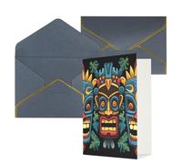 STVYUKL Biglietto di auguri con buste nere, biglietto colorato con maschera tiki per auguri di buon compleanno, invito a nozze, biglietti vuoti per tutte le occasioni, 10,2 x 15,2 cm