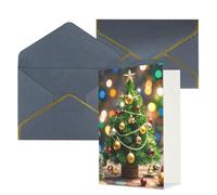 STVYUKL Biglietto di auguri con buste nere, biglietto di auguri con albero di Natale e campane, biglietto di auguri per compleanno, matrimonio, biglietti vuoti per tutte le occasioni, 10 x 15 cm