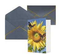STVYUKL Biglietto di auguri con buste nere, biglietto di auguri con farfalle sui girasoli, biglietto di auguri per compleanno, matrimonio, biglietti vuoti per tutte le occasioni, 10 x 15 cm