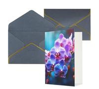 STVYUKL Biglietto di auguri con buste nere, biglietto di auguri con orchidee colorate e fiori di buon compleanno, inviti di nozze, biglietti vuoti per tutte le occasioni, 10,2 x 15,2 cm