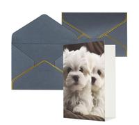 STVYUKL Biglietto di auguri con buste nere, biglietto di auguri con simpatico cucciolo maltese di buon compleanno, invito per matrimonio, biglietti vuoti per tutte le occasioni, 10,2 x 15,2 cm
