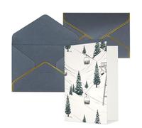 STVYUKL Biglietto di auguri con buste nere, Thinking of You Biglietto di auguri con skilift con abete di buon compleanno, invito a matrimonio, biglietti vuoti per tutte le occasioni, 10,2 x 15,2 cm