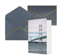 STVYUKL Biglietto di auguri con buste nere, Thinking of You Biglietto Mackinac sospeso Bridge Happy Birthday Wedding Invitation Biglietti vuoti per tutte le occasioni 4x6