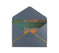 STVYUKL Biglietto di auguri con buste nere, Thinking of You Card Brook Trout Fly Fishing Happy Birthday Wedding Invitation Blank Note Cards for All Occasions 4x6