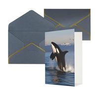 STVYUKL Biglietto di auguri con buste nere, Thinking of You Card Killer Whale Happy Birthday Wedding Invitation biglietti vuoti per tutte le occasioni 4x6