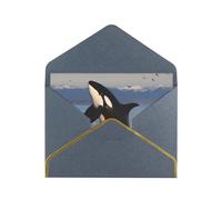 STVYUKL Biglietto di auguri con buste nere, Thinking of You Card Killer Whale Happy Birthday Wedding Invitation biglietti vuoti per tutte le occasioni 4x6