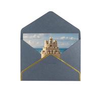 STVYUKL Biglietto di auguri con buste nere, Thinking of You, edificio di un castello di sabbia, biglietto di auguri di buon compleanno per matrimonio, biglietti vuoti per tutte le occasioni, 10 x 15