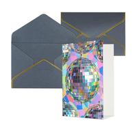 STVYUKL Biglietto di auguri con buste nere, Thinking of You, motivo palla da discoteca, buon compleanno, invito a matrimonio, biglietti vuoti per tutte le occasioni, 10 x 15 cm