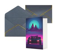 STVYUKL Biglietto di auguri con buste nere, Thinking of You Retrowave immagini Happy Birthday Wedding Invitation biglietti vuoti per tutte le occasioni 4x6