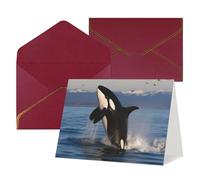 STVYUKL Biglietto di auguri con buste rosse scure, Thinking of You Card Killer Whale Happy Birthday Wedding Invitation biglietti vuoti per tutte le occasioni 4x6