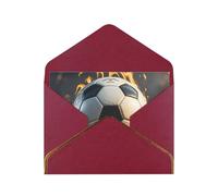 STVYUKL Biglietto di auguri con buste rosso scuro, biglietto con scritta in inglese "Thinking of You" che brucia palla da calcio, buon compleanno, matrimonio, biglietti vuoti per tutte le occasioni