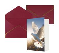 STVYUKL Biglietto di auguri con buste rosso scuro, biglietto di auguri con colomba bianca che vola al sole, biglietto di auguri di buon compleanno, matrimonio, biglietti vuoti per tutte le occasioni
