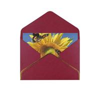 STVYUKL Biglietto di auguri con buste rosso scuro, biglietto di auguri con farfalle sui girasoli, biglietto di auguri per compleanno, matrimonio, biglietti vuoti per tutte le occasioni, 10 x 15 cm