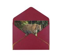STVYUKL Biglietto di auguri con buste rosso scuro, biglietto di auguri con gatto giaguaro sul tronco d'albero, cascata, buon compleanno, matrimonio, invito per tutte le occasioni, 10 x 15 cm