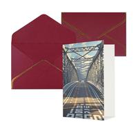 STVYUKL Biglietto di auguri con buste rosso scuro, biglietto di auguri con scritta in inglese "Thinking of You" Road Bridge, per compleanno, matrimonio, biglietti vuoti per tutte le occasioni, 10 x 15