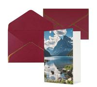 STVYUKL Biglietto di auguri con buste rosso scuro, biglietto di auguri con scritta "Thinking of You" con paesaggio, per compleanno, matrimonio, biglietti vuoti per tutte le occasioni, 10 x 15 cm