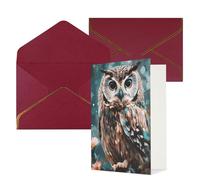 STVYUKL Biglietto di auguri con buste rosso scuro, biglietto di auguri con simpatico gufo, biglietto di auguri per compleanno, matrimonio, biglietti vuoti per tutte le occasioni, 10,2 x 15,2 cm